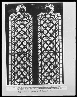Fenster n XI, Stephanusfenster, Felder: Grisaillen und Teppichmuster