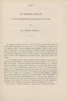 Sui complessi associati ad ogni trasformazione birazionale dello spazio.