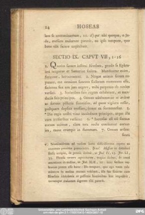 Sectio IX. Caput VII, 1 - 16