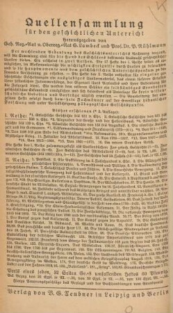 Quellensammlung für den geschichtlichen Unterricht