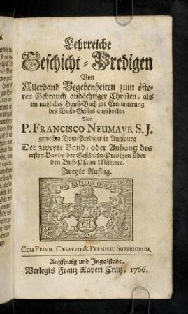 A1r-A3v, Such-Tafel der Geschicht-Predigten.
