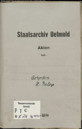 Belegakten zum Heiratsregister der katholischen Gemeinde Gehrden, Kreis Warburg (1813-1814)
