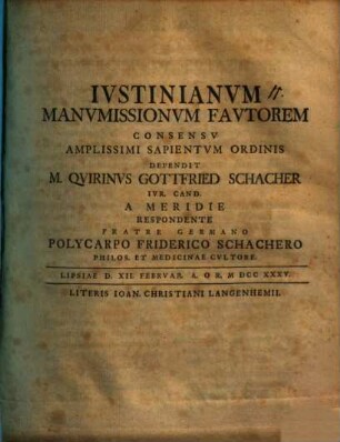 Iustinianum manumissionum fautorem