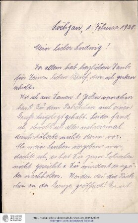 Brief vom 01.02.1920