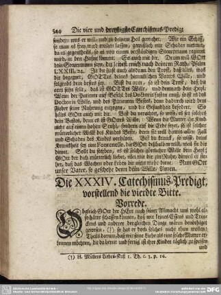 Die XXXIV. Catechismus-Predigt, vorstellend die vierdte Bitte