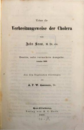 Ueber die Verbreitungsweise der Cholera