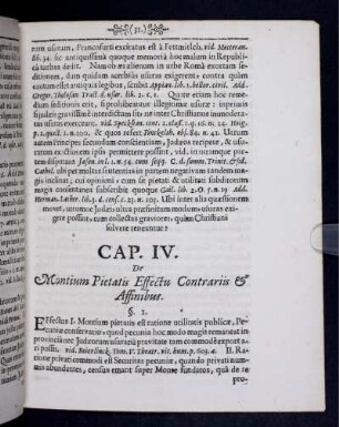 Cap. IV. De Montium Pietatis Effectu Contrariis & Affinibus