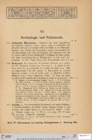 XII. Archäologie und Prähistorik (Nr. 885 - 1015)