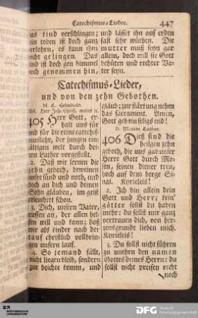 Catechismus-Lieder, und von den zehn Gebothen.