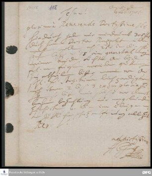 Brief von Henriette Catharina v. Gersdorff an August Hermann Francke.