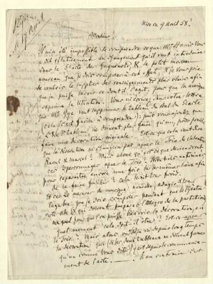 Brief von Giacomo Meyerbeer an Unbekannt