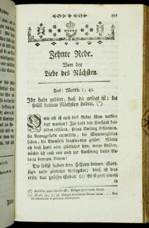 Zehnte Rede. Von der Liebe des Nächsten