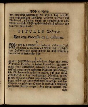 Titulus XXVtus. Von dem Processu ex L. diffamari.