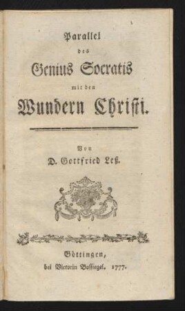 Parallel des Genius Socratis mit den Wundern Christi