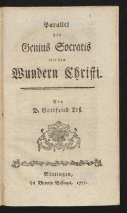 Parallel des Genius Socratis mit den Wundern Christi