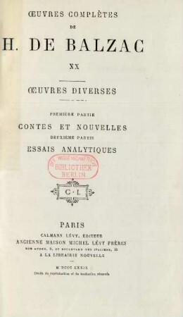 20: Contes et nouvelles. Essais analytiques
