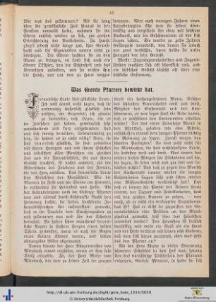 Was Gretzle Pfarrers bewirkt hat.