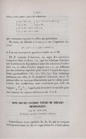 Note sur les systèmes triples de surfaces orthogonales.
