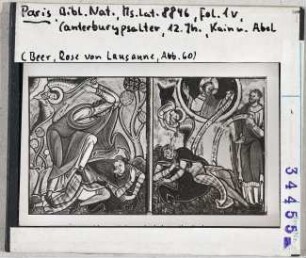 Paris, Bibliothèque Nationale: MS lat. 8846, fol. 1v, Canterbury-Psalter, Kain und Abel