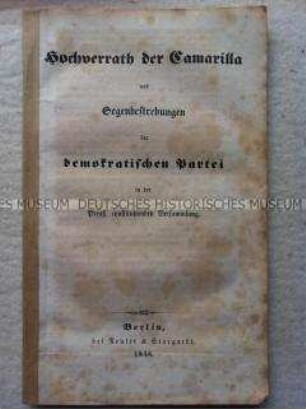 Bericht über die Tätigkeit der Demokratischen Partei in der Preußischen Nationalversammlung von 1848