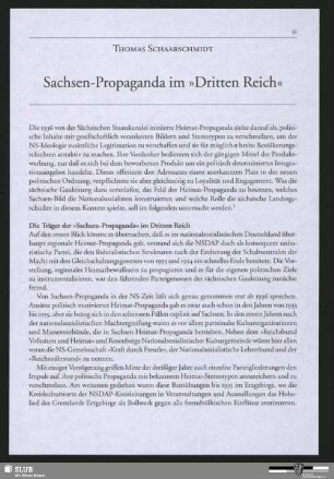 Sachsen-Propaganda im "Dritten Reich"