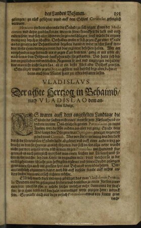 Vladislaus Der achte Hertzog in Behaimb, nach Vladislao dem andern Könige