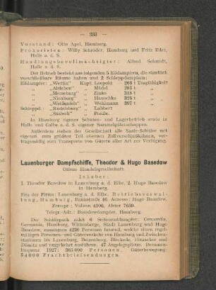 Lauenburger Dampfschiffe, Theodor & Hugo Basedow