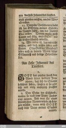 Am Feste Johannis des Täuffers.