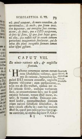 Caput VIII. De nimio rationis usu, & neglectu fontium.