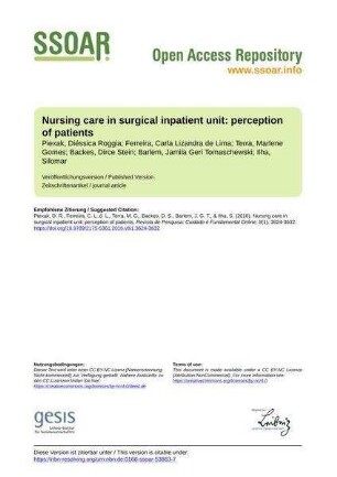 Nursing care in surgical inpatient unit: perception of patients