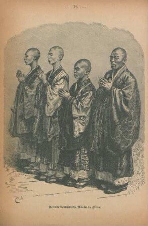Betende buddhistische Mönche in China