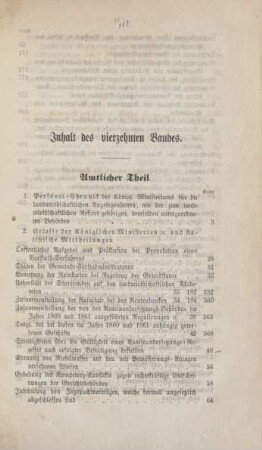 Inhalt des vierzehnten Bandes