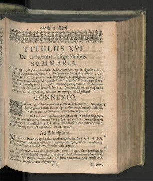 Titulus XVI. De verborum obligationibus.