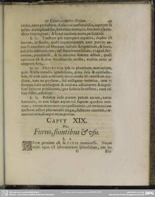 Caput XIX. De Furno, sumtibus & usu