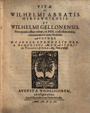 Vitae ss. Wilhelmi abbatis Hirsaugiensis et Wilhelmi Gellonensis : nunquam adhuc editae, e mss. codicibus erutae, commentario et notis illustratae