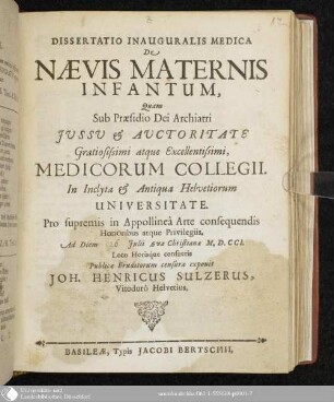 Dissertatio Inauguralis Medica De Naevis Maternis Infantum