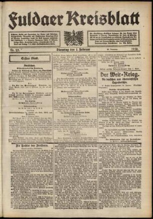 Erste Ausgabe vom Dienstag, den 01. Februar 1916.