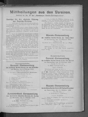 Mittheilungen aus den Vereinen. Beiblatt zu No. 39 der "Hamburger Aerzte-Correspondenz".