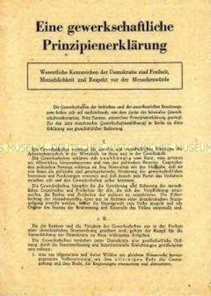 Programmatisches Erklärung der Gewerkschaften der westlichen Besatzungszonen