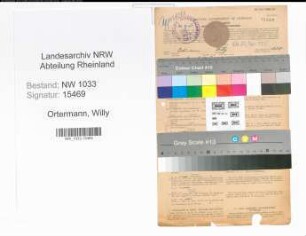 Entnazifizierung Willy Ortmann , geb. 01.08.1915 (Handlungsgehilfe)