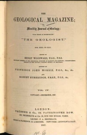 The geological magazine or monthly journal of geology. 4, 4 = No. 31 - 42. 1867