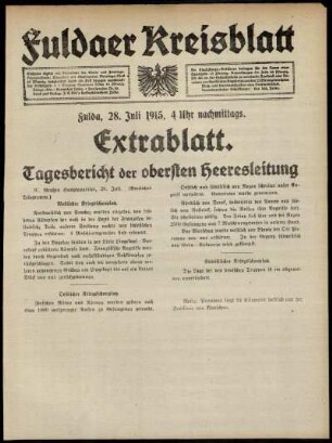 Ausgabe vom Mittwoch, den 28. Juli 1915.