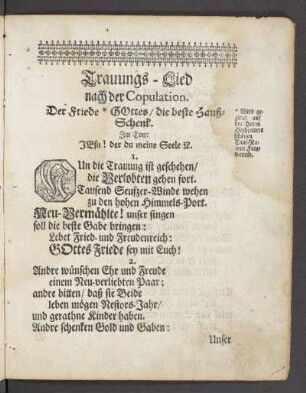 Trauungs-Lied nach der Copulation.