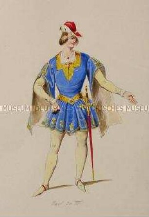 Mann im Kostüm Karl VII. - Tafel aus Franceschini/Kostümbilder (Kassette 1)