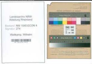 Entnazifizierung Wilhelm Weitkamp , geb. 16.10.1890 (Kaufmann)
