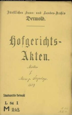 Müller, Johann, Kanzlist gegen Meier zu Stapelage - Schuldforderung