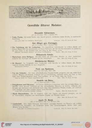 Gemälde älterer Meister (Nr. 1-231)