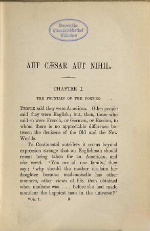 Aut Caesar aut nihil : Int three volumes, 1