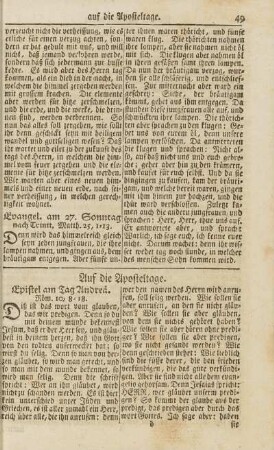 Auf die Aposteltage