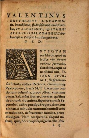 Valentini Erythraei Lindaviensis, De Elocutione libri tres : Vnvs, de figuratis incisis, membris conuersionibus, ... & spiritus oratorij productionibus. Alter, de exornationibus uerborum, & sententiarum. Tertivs, de duabus dicendi formis, elegantia, & dignitate, ... Confecti Ex Qvarto Ad C. Herennium, Cicerone, et Hermogene